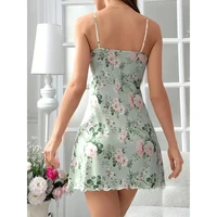 Summer Sleepwear Women Fashion Vintage Floral Nightdress Floral Print Slip Sleep Dress - Image 3