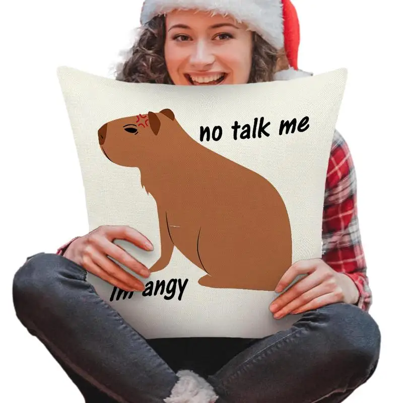 

Outdoor Spring Pillow Covers Throw Pillow Covers Capybara Throw Pillowcase Fine Workmanship Green Printing And Dyeing Invisible