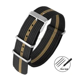 Enhanced Nylon Braid Ribbed Sport Strap with Matte Buckles - 18mm (Black Gold)