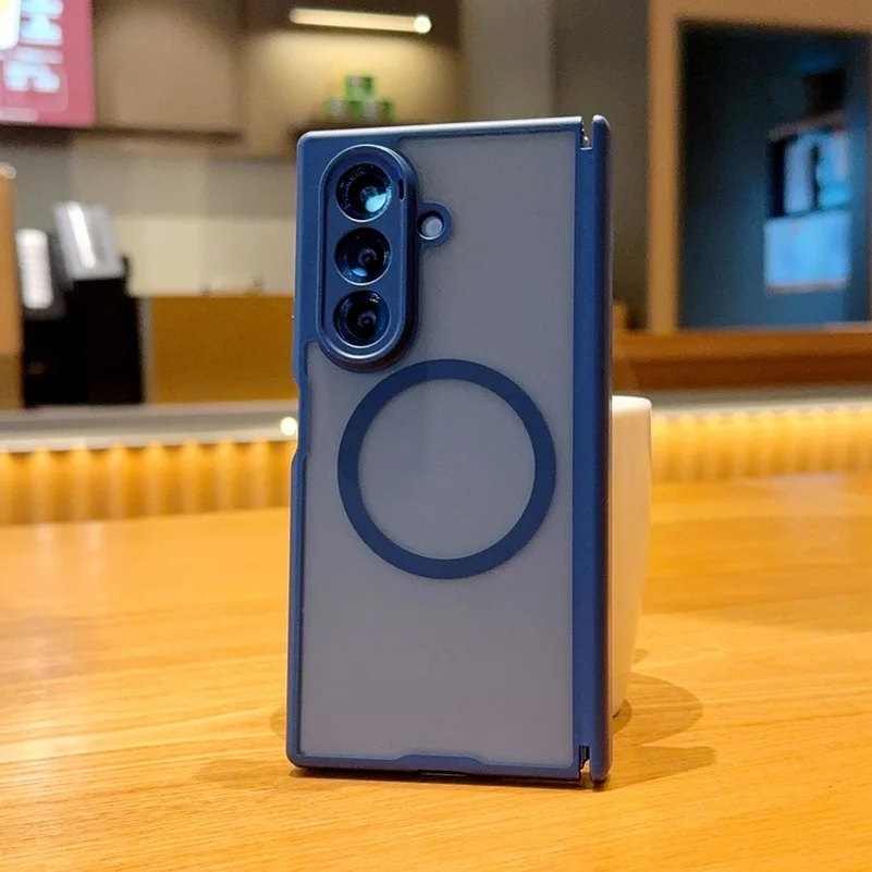 Frosted Matte Semi-Transparent Magnetic Phone Case with Ring Holder