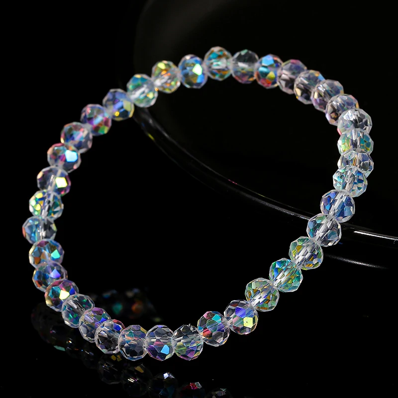 JD Faceted Colorful Crystal Glass Rondelle Beads Bracelet Women