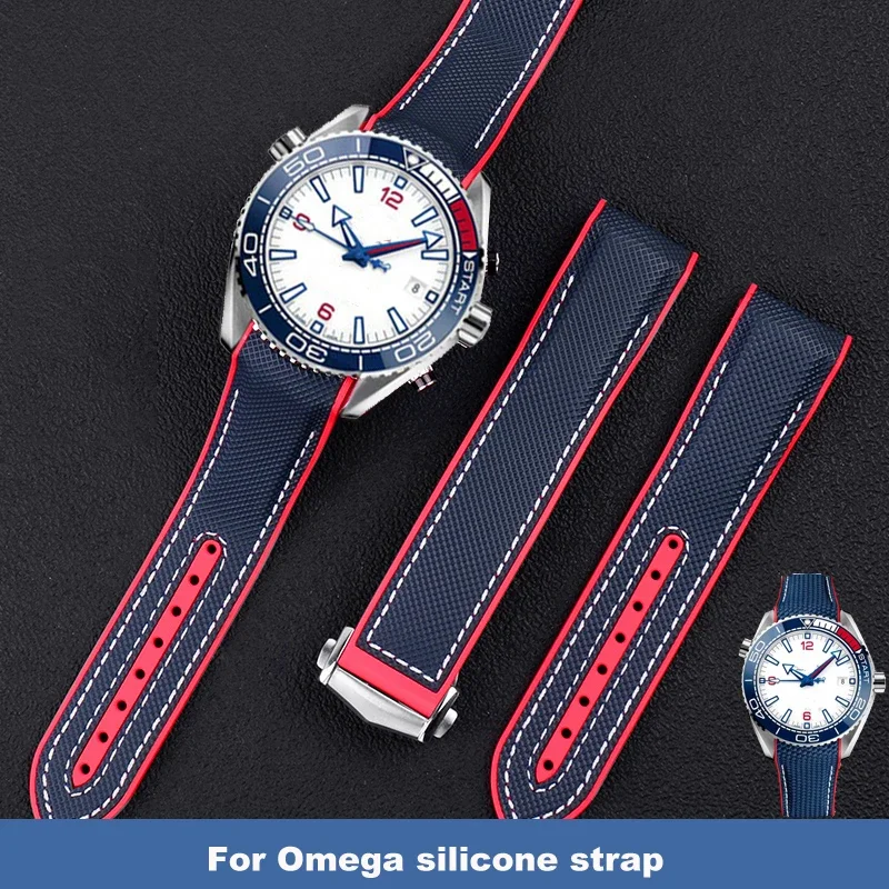 

High quality Silicone watchband for Omega Chaoba ocean seahorse diving 600 America Cup Limited Edition Series strap 20 22mm belt