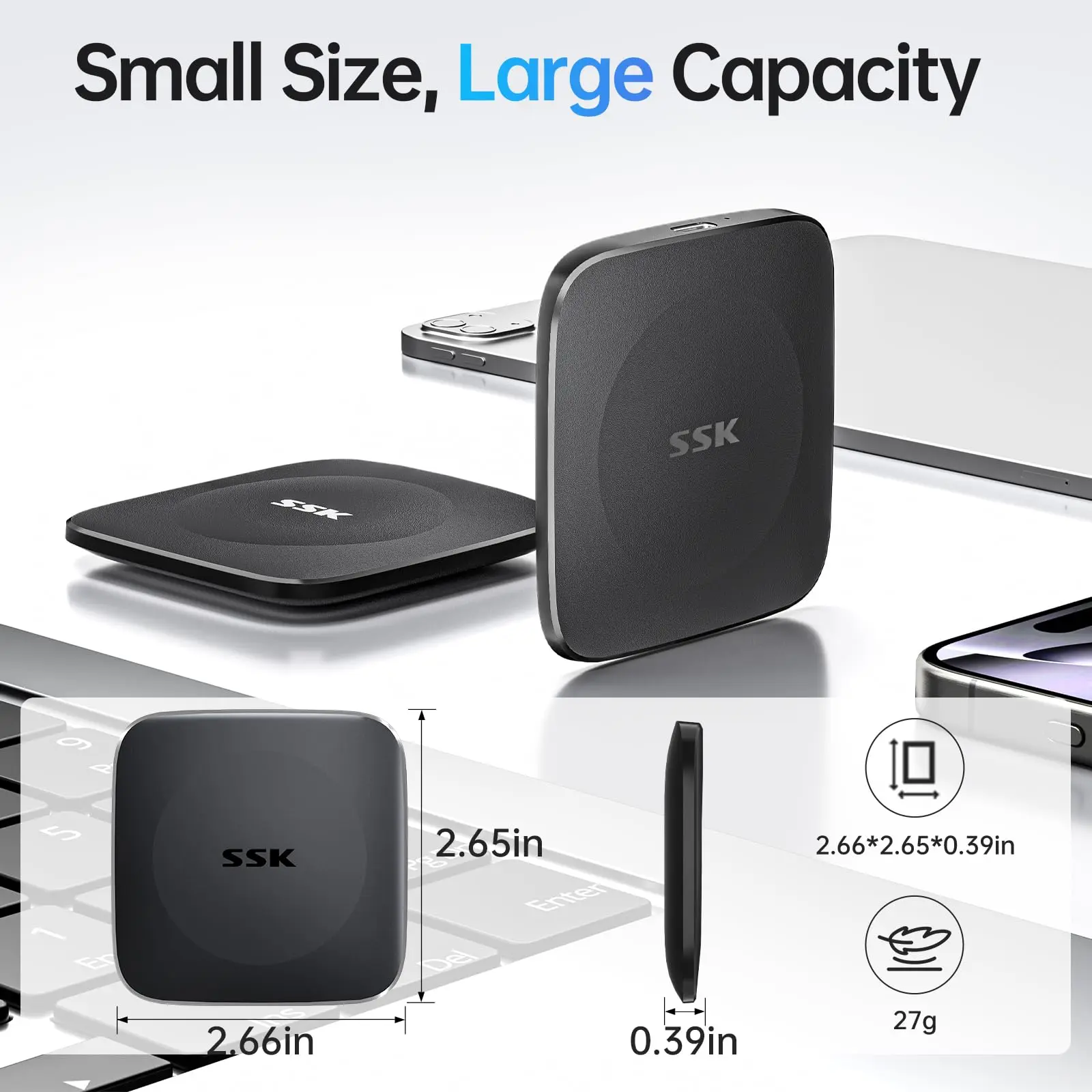 SSK 외장 스토리지 드라이브 외장 SSD 1TB 휴대용 하드 드라이브 C타입 외장 스토리지 노트북 드라이브 아이폰 16용