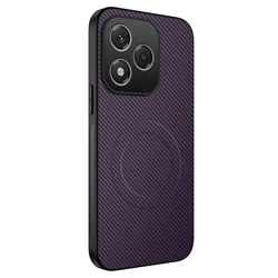 Luxury Matte Magnetic Wireless Charging Case with Carbon Fibre Armor Cover for HONOR 400 Pro (Purple)