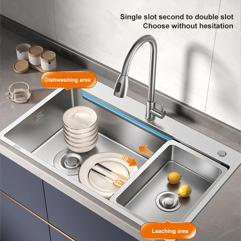 Kitchen Sink Large Single sink stainless Steel Sink Dishwasher Thickened Under The Counter Kitchen Decoration