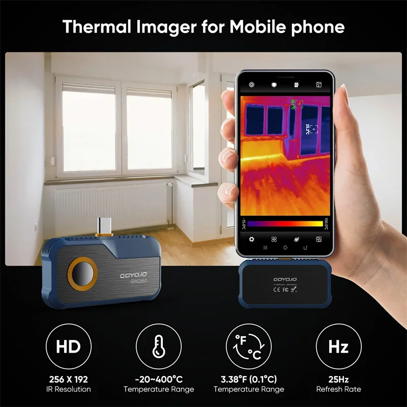 256*192 Mobile Phones Thermal Imager GW256A Thermal Imaging Camera Type-C Camera For Device Fault Detect thermal imaging camera