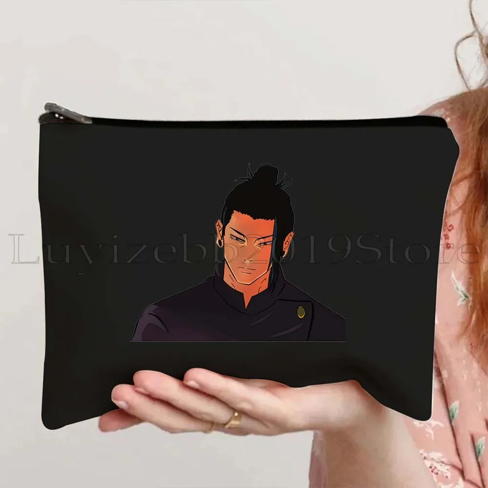 Anime Gojo Saturo Jujutsu Kaisen Sukuna Satoru Cute Cartoon Manga Canvas Cosmetic Makeup Toilet Bag Pencil Case Zipper Pouch 2