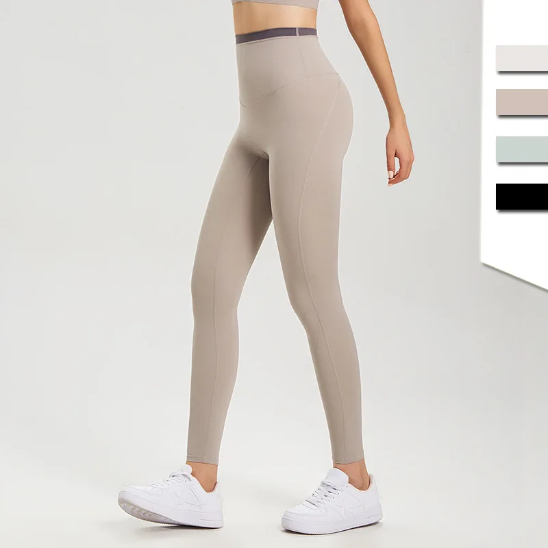 Women Yoga Pant High Waist Sport Leggings Stretch Hip-Lifting Gym Legging Hit-Color Soft Fitness Tights Running Trousers Female