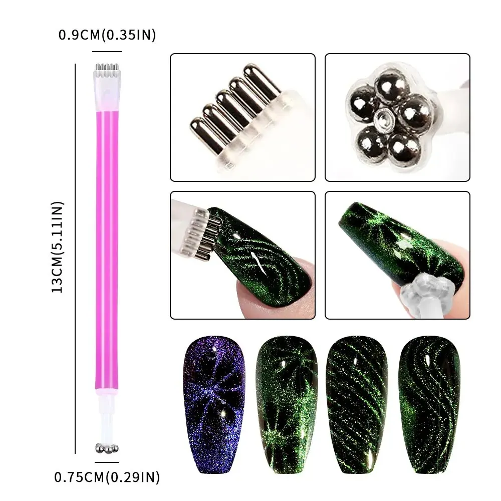 10Pcs Nail Magnet Tool Set Magnet Plate Wand Board Magnetic Pen Stripe Nail Magnet Double Ended Magnet Wand Magnet Stick Cat Eye 3