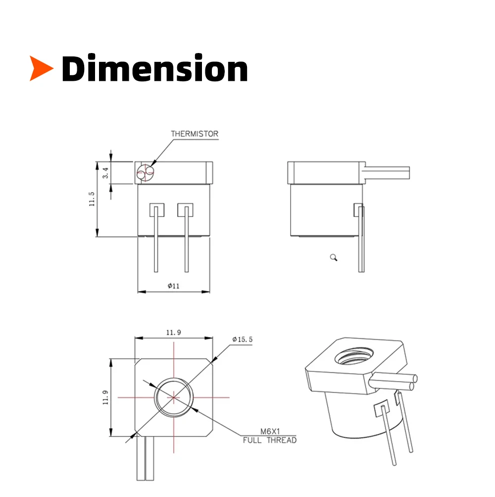 RS TriangleLab CHC ® KIT Keramik-Heizkern Schnellheizend Mini für Ender 3 V6 Hotend CR10 CR-10 CR-6 SE MK3S 3D-Drucker Hotend – Detail 12
