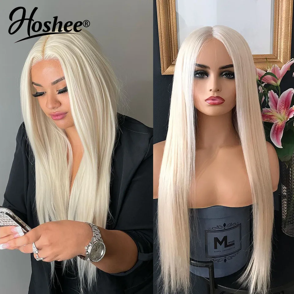 Human Hair Wig Platinum Blonde Full Lace for Cosplay