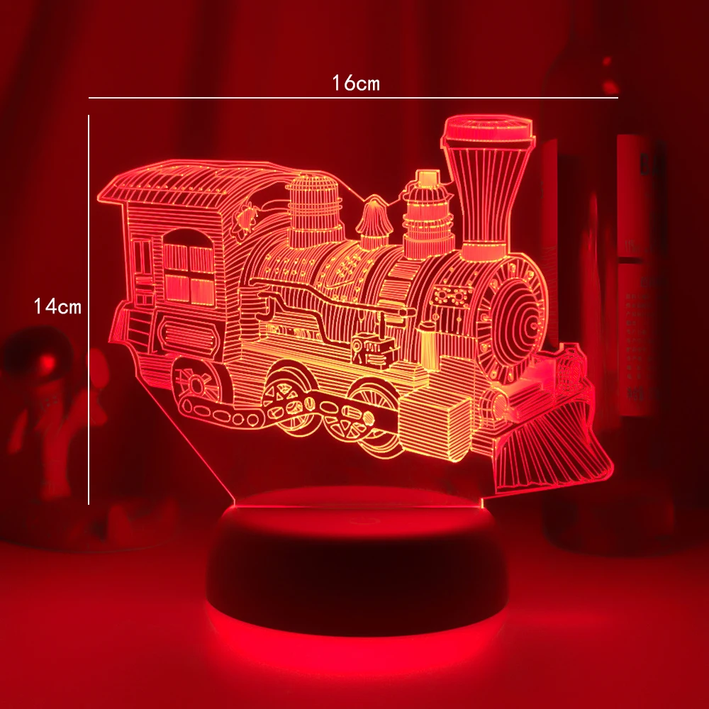 holiday nights of lights Train 3D USB Lamp Touch Remote Christmas New Year Gift Bedroom Desk Beside Decora LED Sleeping Novelty Steam Train Night Light cat night light