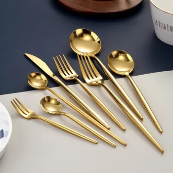 Acciaio inossidabile lucido di alta qualità 18/10 oro nero argento oro rosa bianco stoviglie in stile occidentale coltello da carne cucchiaio da minestra forchetta cucchiaio da caffè adatto per set lavastoviglie 1
