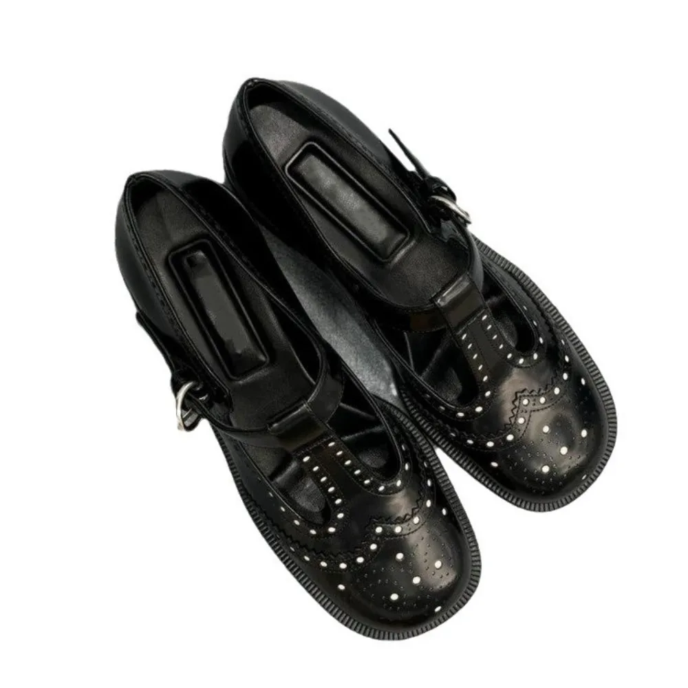 Women Genuine Leather Flat Shoes New British Style Low Heeled Casual Shoes Buckle Strap Mary Jane Luxury Designer Loafers Woman 5