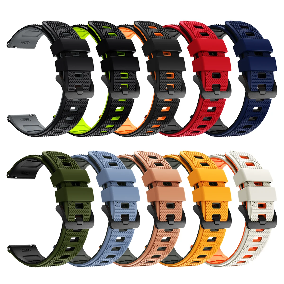 Enhanced Silicone Sport Strap - Premium Watch Band Bracelet 22mm Accessories