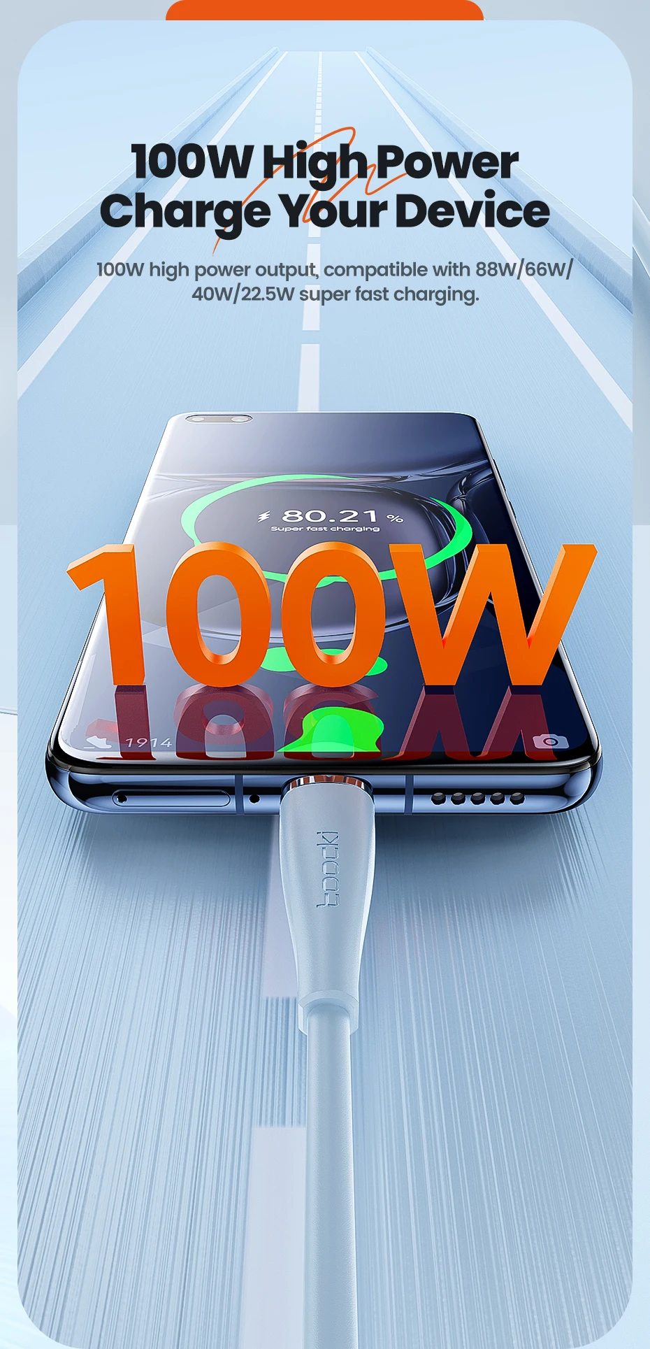 X35 Silicone USB Type C Cable 6A Fast Charging for Huawei Honor Xiaomi Smasung P