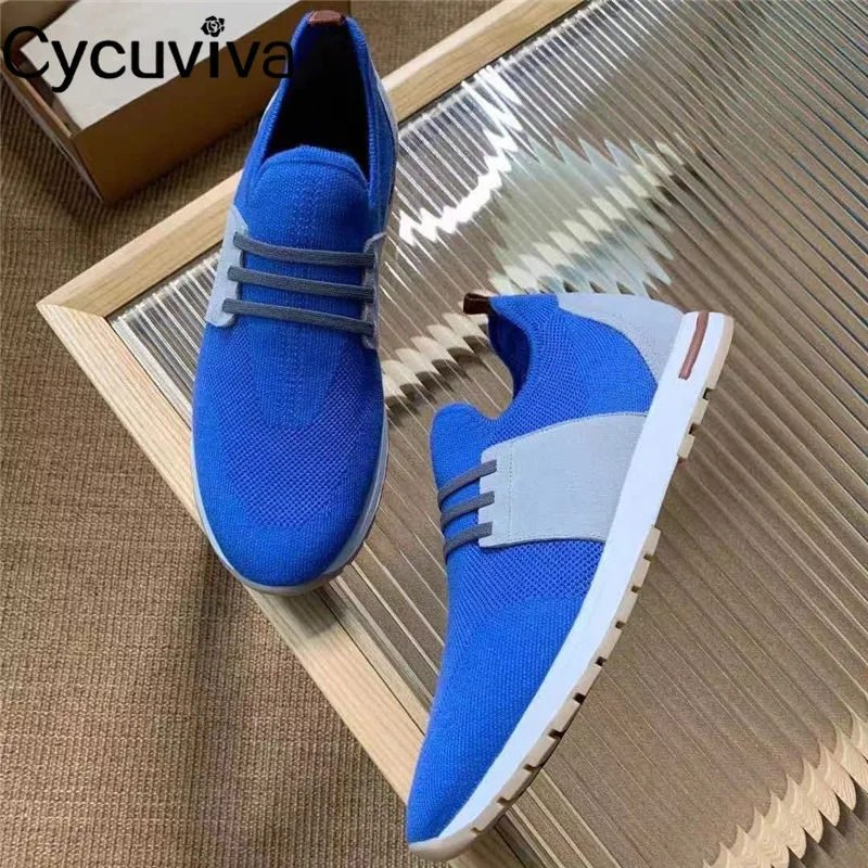 

New High Quality Knitted Flat Sneakers Men Lace Up Male Loafers Breathable Mules Casual Flat Shoes Summer Walk Men Shoes 2022