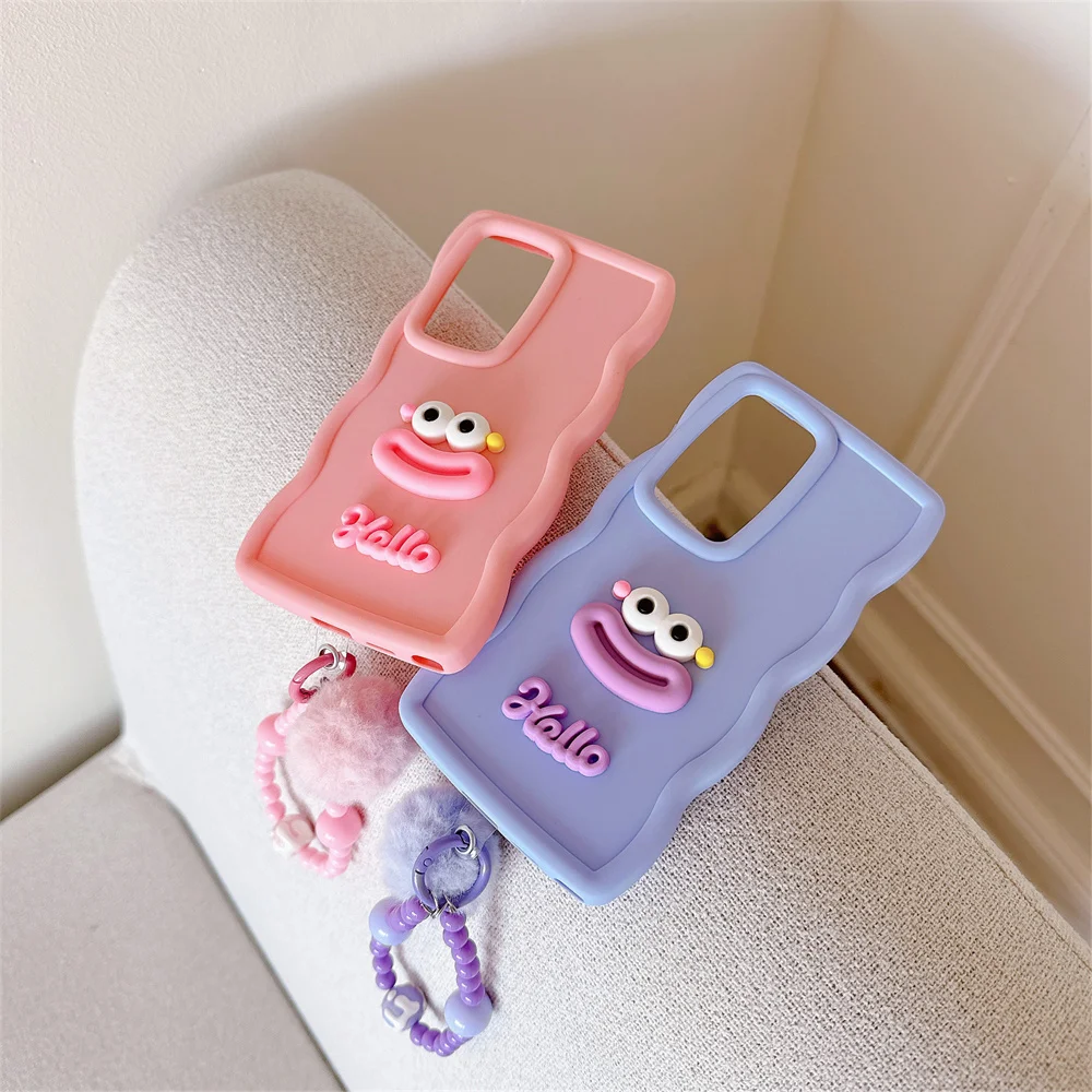 Cute Cartoon Wrist Chain Wave Lanyard Phone Case Cover