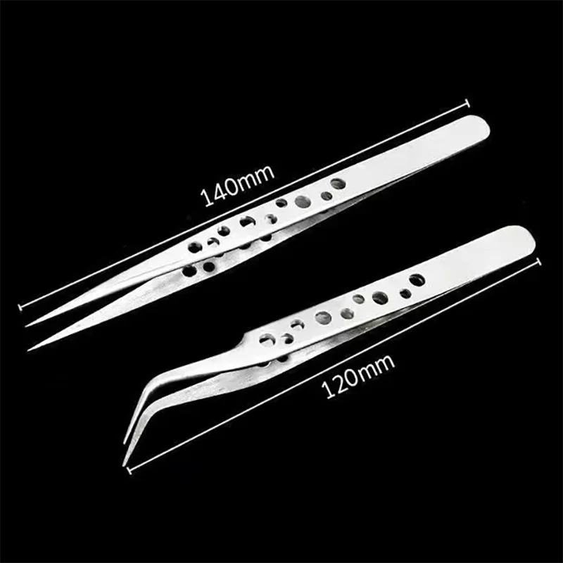 Precision Tweezers Stainless Steel Nine Hole Fine Texture for Mobile Phone Watch Repair