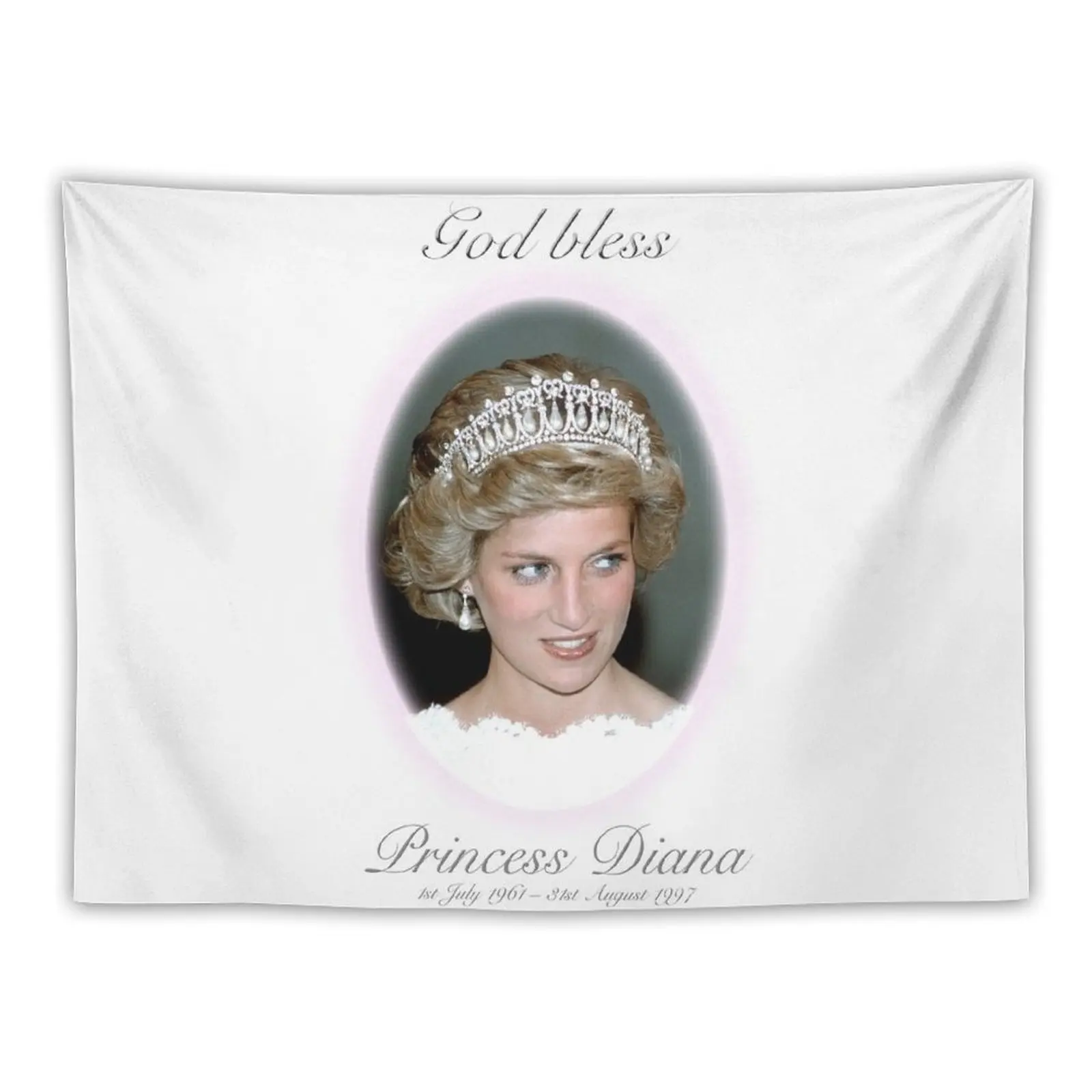 

God Bless Princess Diana - Remembrance Tapestry Kawaii Room Decor Cute Decor For Bedroom Tapestry