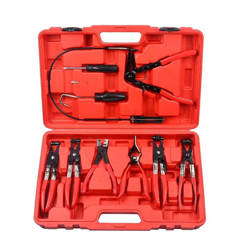 

9Pcs Hose Clamp Ring Plier Clip Set Elastic Clamp Pliers Flexible Cable Plier Swivel Jaw Tool Remover Hand Tool Set
