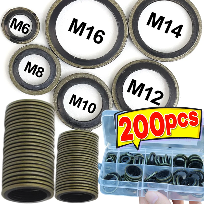 Car Oil Pan Drain Gasket Drainage Bolt Pad Rubber Oil Drain Plug Gasket Replaceable Seal Set M6 M8 M10 M12 M14 M16 200~100pcs oil drain plug gasket oil drain plug seal washer
