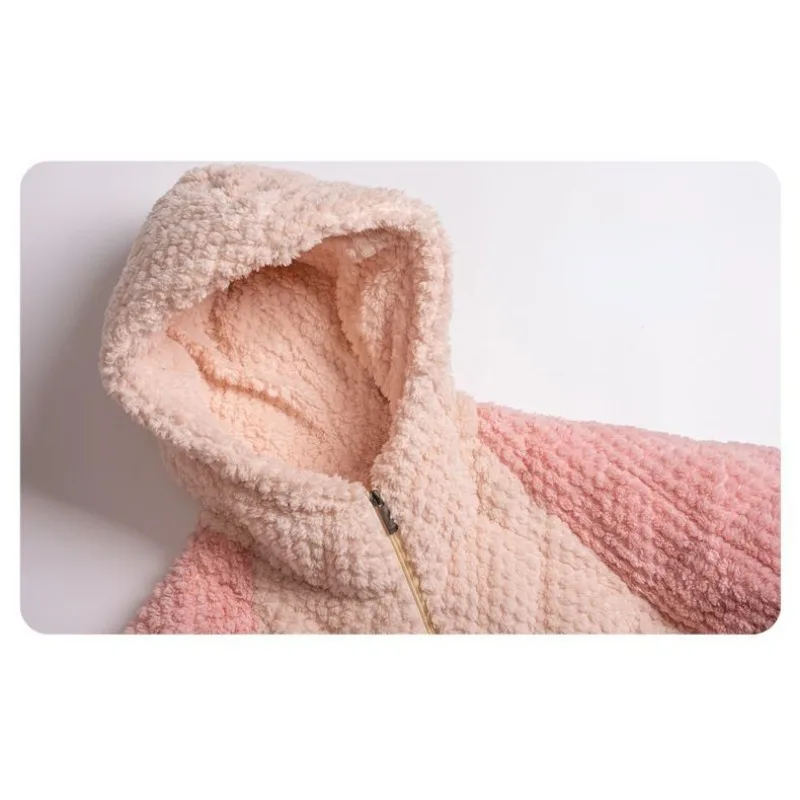 2024 New Popular Winter Three-layer Cotton Sleepwear Girls Warm Pajamas Home Clothes Set Thickened Velvet Coral Loungewear Suit