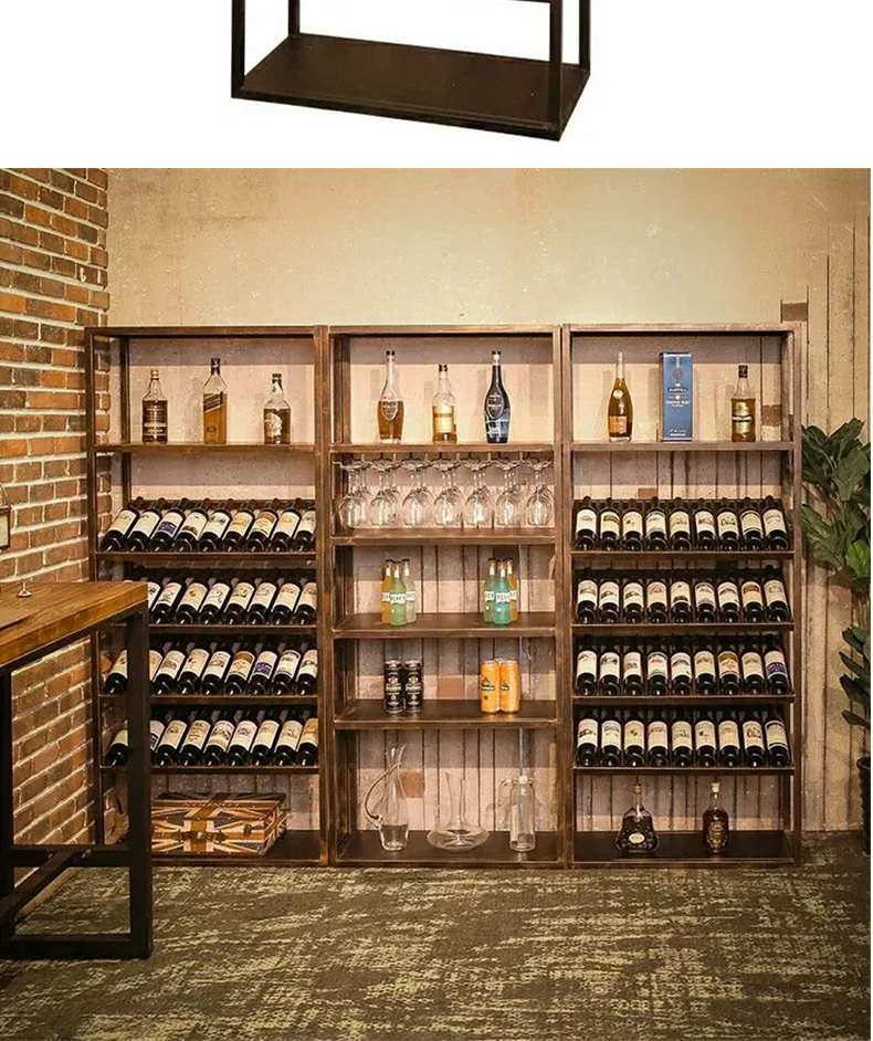 Commercial Stainless Steel Wine Display Sand Luxury Wall Large Whiskey Storage Display Racks Wine Cabinet