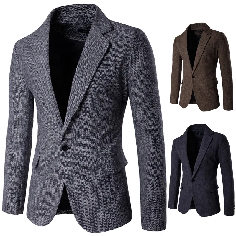 

2023 Men's Autumn and Winter New Fashion Casual Suit Coat Slim Fit One Button Small Suit Top