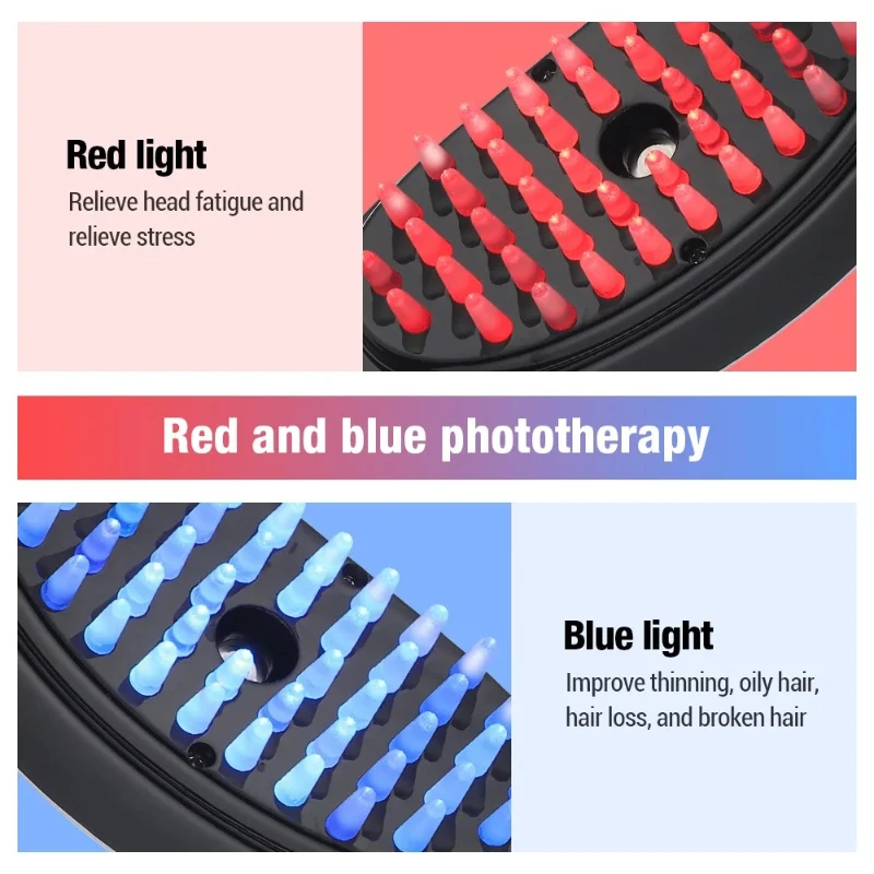 Cura del cuoio capelluto Fototerapia Dispositivo per la cura dei capelli Luce colorata Parrucchiere Elettrico Prevenzione della perdita dei capelli Testa Massaggio meridiano Pettine - immagine 3