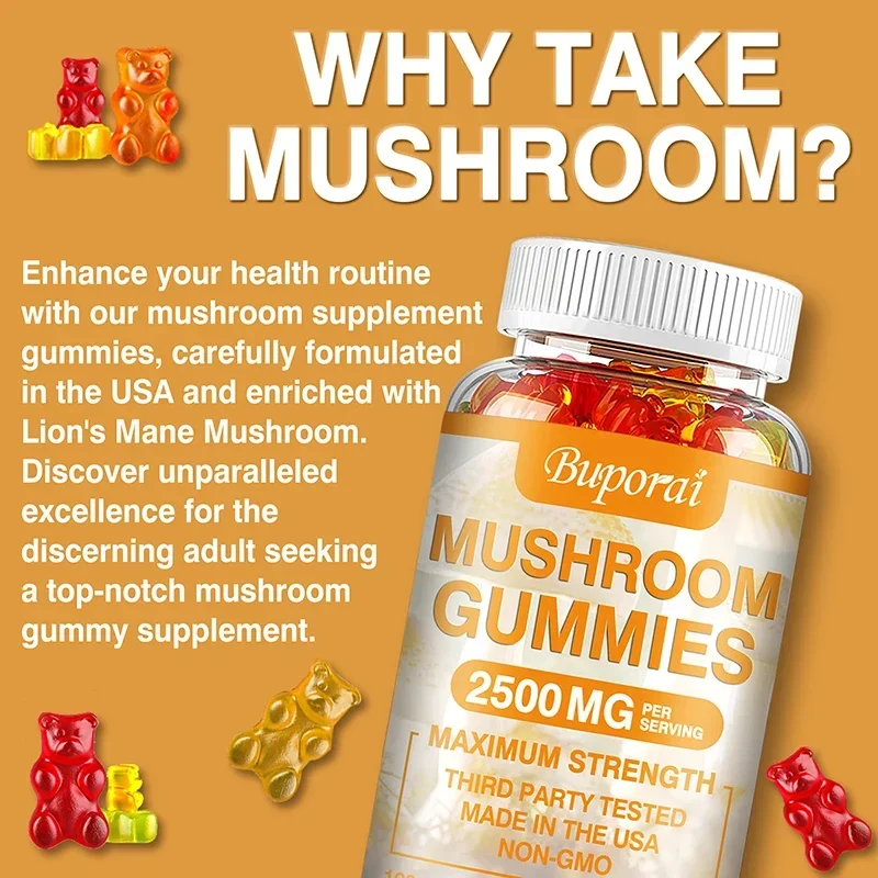 Mushroom Gummies Enhance Brain Memory Concentration Improve Immunity Relieve Stress