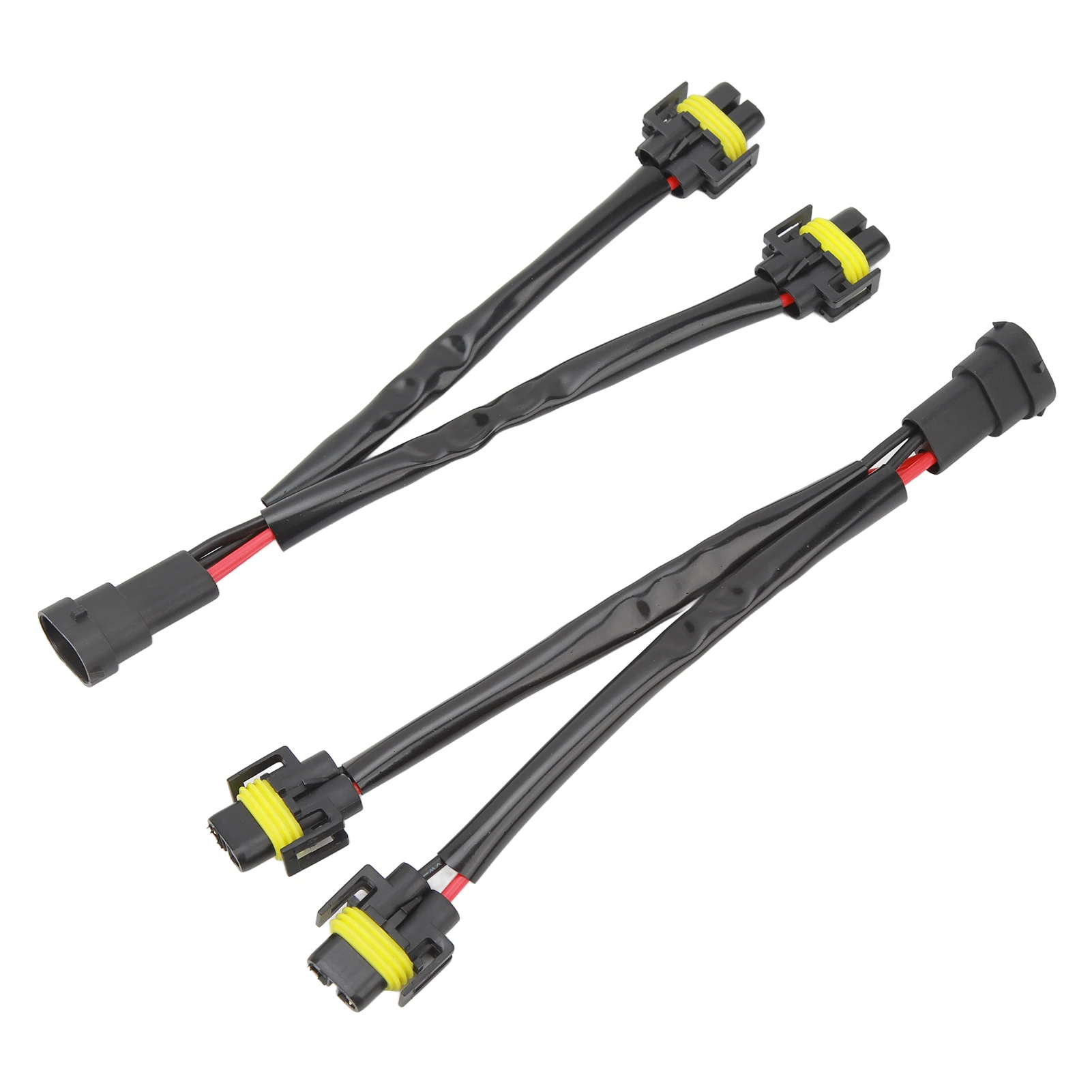 2Pcs H4 Headlight Connector With 3-Way Wiring Harness - Male/Female Plug For Car, Truck, Marine Lights