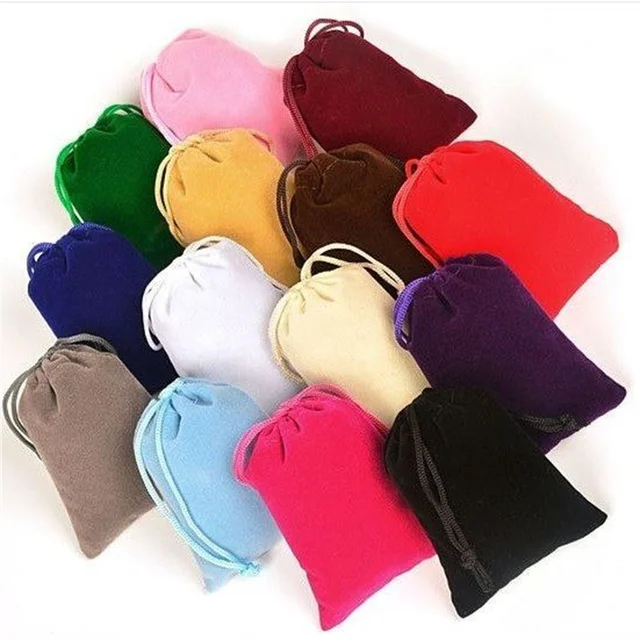 Pcs soft fabric vintage solid velvet drawstring gift bags for wedding party various size
