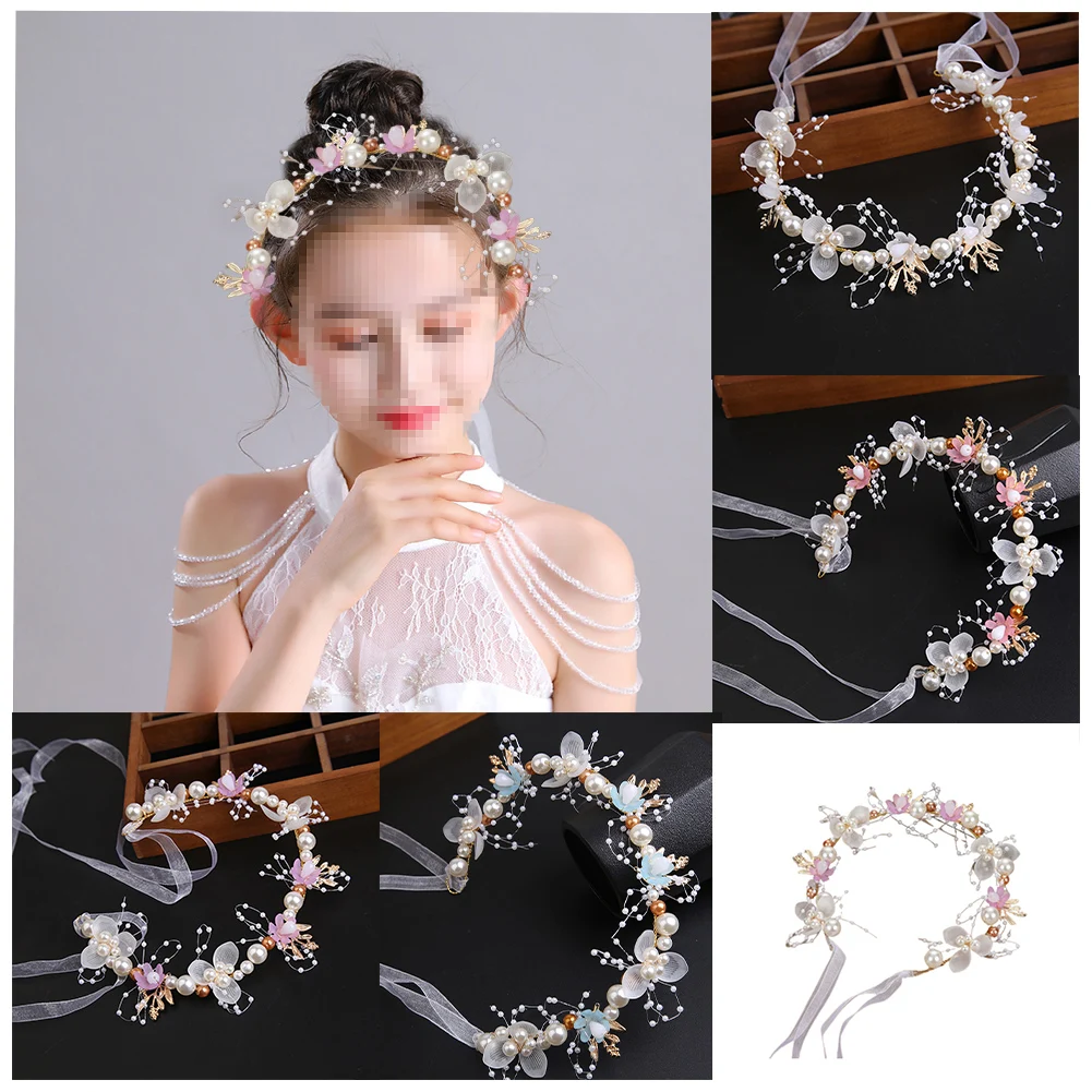 

Elegant Girls Bridal Headband Imitated Pearl Hair Headdress Flower Wreath Bride Garland Head Hoop Wedding Headbands Hair Jewelry