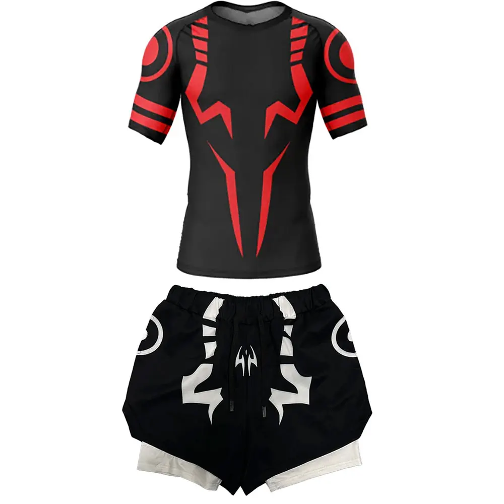 Men's Compression Set Anime Jujutsu Kaisen Printed Summer Gym Compression Shirts+Workout Shorts Breathable Quick Dry Sports Set sports suit sports set tracksuit set outdoor suit set shirt and shorts set hawaiian shirt and shorts set