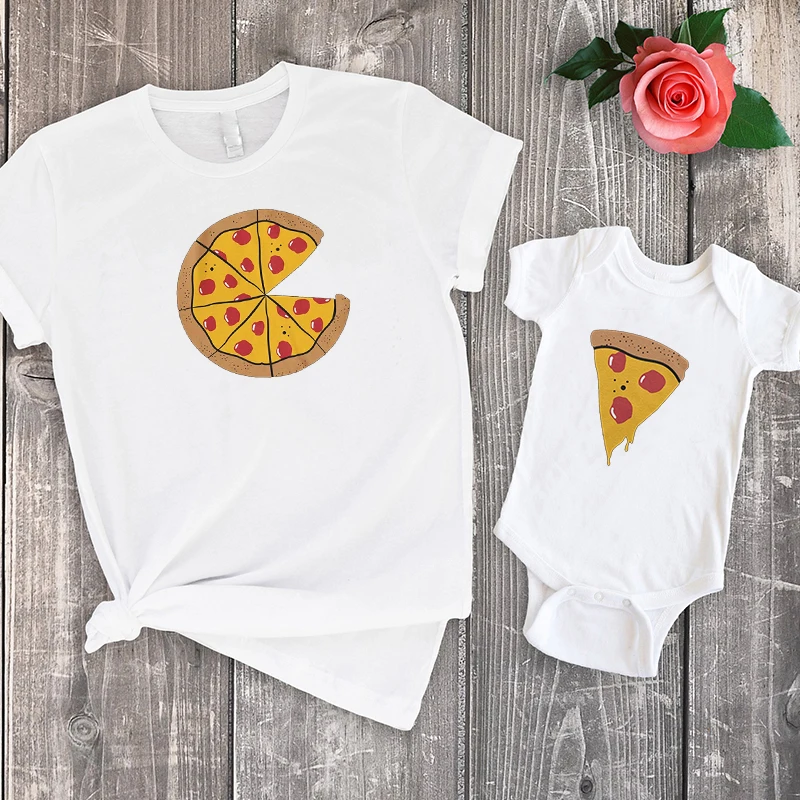 

Fashion 2020 Matching Family Shirts Set Family Clothing Dad Baby Son Daughter M Pizza Pie & Slices Print Tshirts