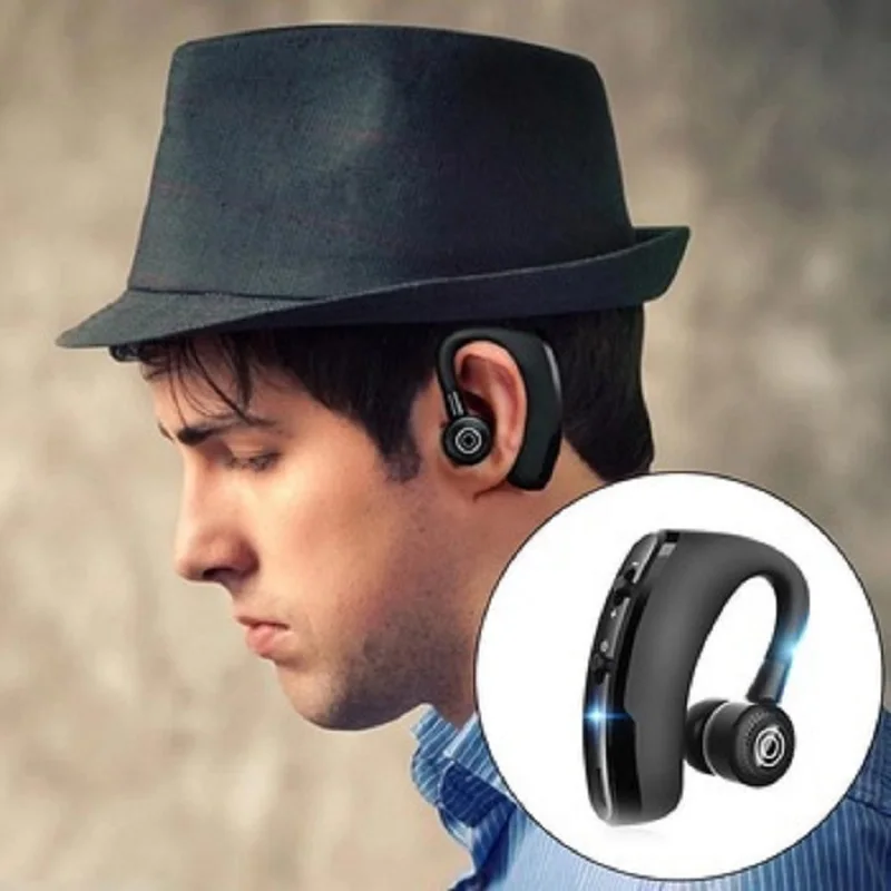 Wireless Earphones One Ear Bluetooth Headphones V9 TWS In-Ear EarHooks HiFi Mini Handsfree Car Calls Headset With Microphone 3