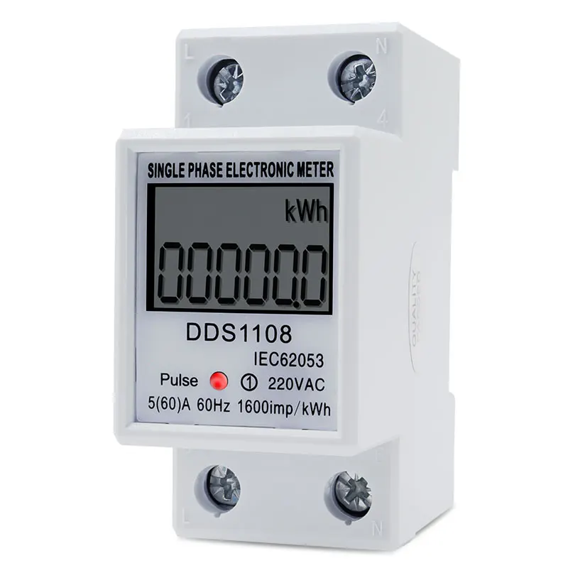LCD Digital Display Power Consumption Meter Single Phase Energy Meter Watt Wattmeter kWh 230V AC 50Hz 60A Electric Din Rail power meter energy meter