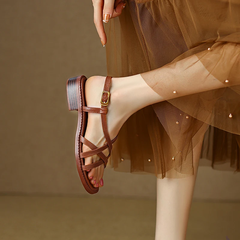 

2023 Summer Retro Women Sandals Women Shoes Ladies Casual Shoes Wedge Chunky Sandals Gladiator Fashion