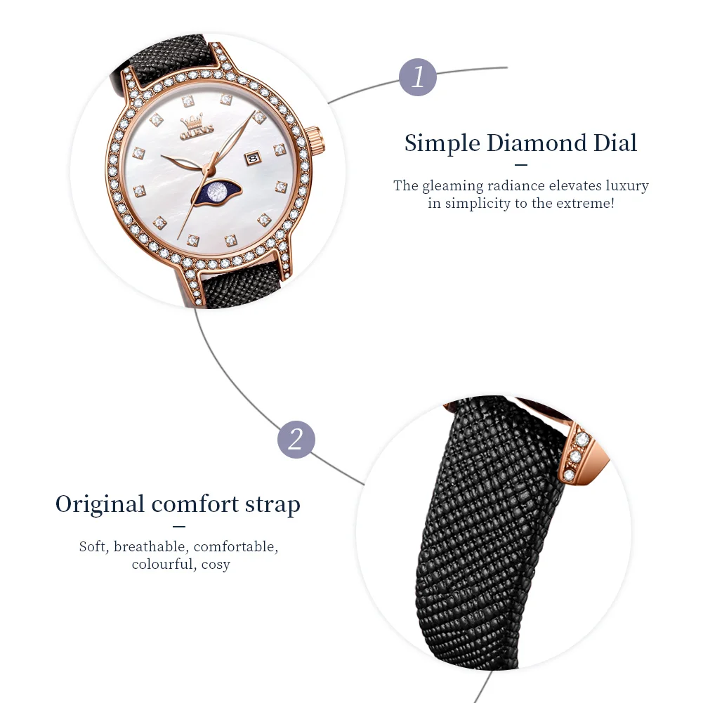 OLEVS Brand 2024 New Fashion Small Dial Quartz Watch Women Luxury Leather Waterproof Calendar Womens Watches Relogio Feminino