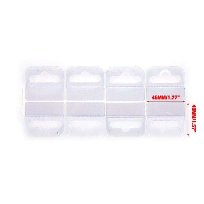 

New PVC Slot Hole Adhesive Hang Tabs Tags Hook Merchandise Package Box Bag Hangers Peghooks For Store Retail Display 100pcs