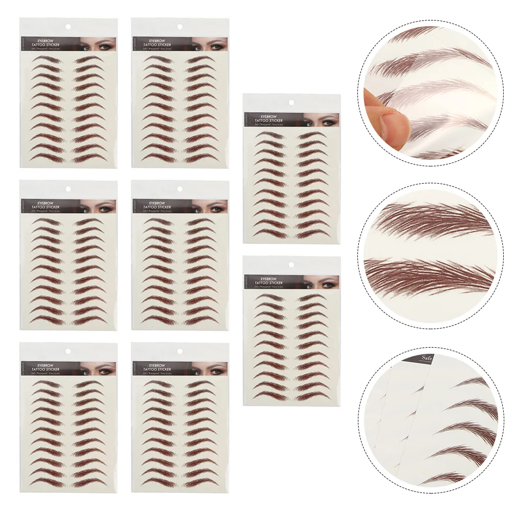 

9 Sheets Hair Waterproof Eyebrow Stickers Decals Transfer 6D Hair-Like Eyebrows