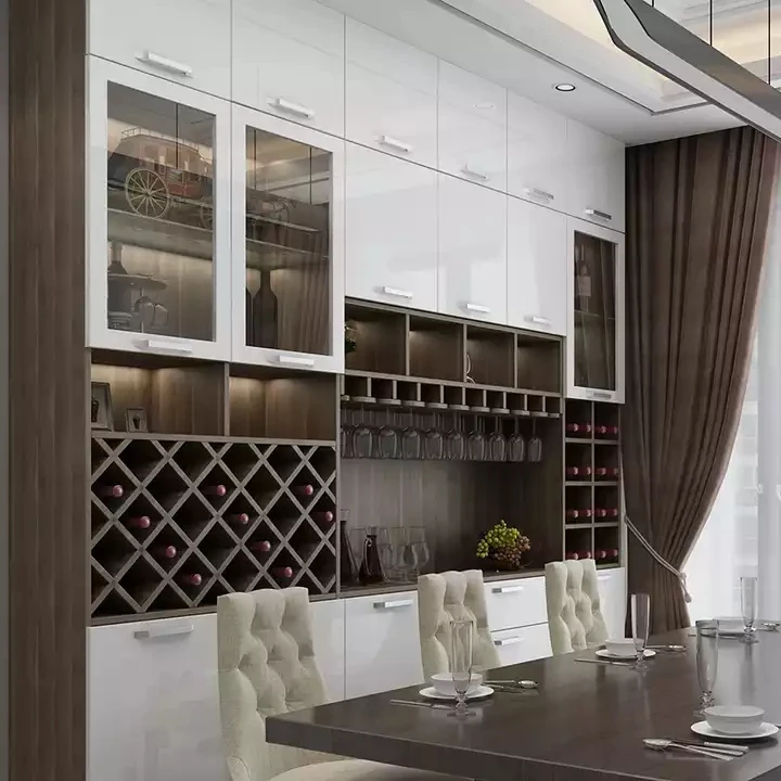 Modern kitchen Furniture White Wood Wooden Home Coffee Wine Bar Cabinet For Home
