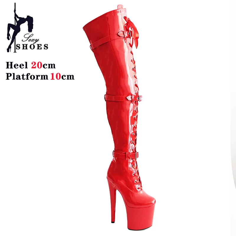 Women Sexy Over the Knee High Boots 20CM Round Toe Platform Boots Pole Dance Clube Thigh High Boot High-heeled Thin-legged Shoes