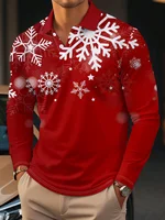 Polo à manches longues de style Noël pour hommes, design élégant imprimé festif, parfait pour les fêtes de vacances et les événements saisonniers 5