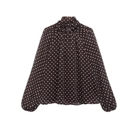 Chemisier Femme Imprimé Pois Nouvelle Collection Printemps 2026 – Blouse Élégante à Nœud Papillon et Volants Manches Longues Coupe Ample ﻿ 3