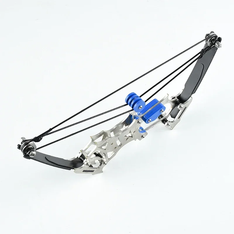 Indoor and Outdoor Decompression Bowstring Set 2 Size Mini 304 Stainless Steel Compound Bow Small Pulley Bow Arrow Shooting Toy outdoor camping toys rubber band toys