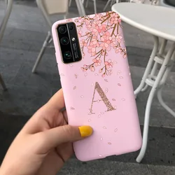 Chic Initial Letter Silicone Soft Cover for Honor 30 Pro Plus (PINK - A)