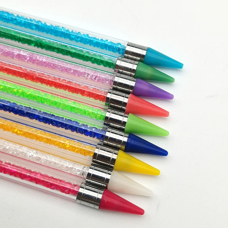 Dual Head Rhinestones Pick Tool Acrylic Metal Dotting Wax Pen Rhinestones Gem Picker Crystal Picking Nail Art Studs Dotter 1Pc