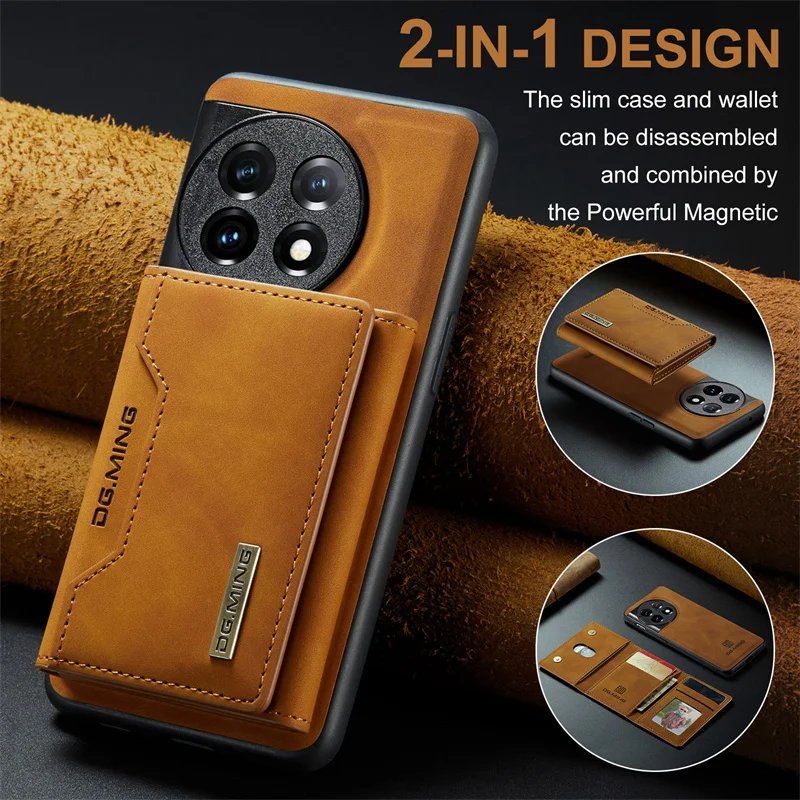

Luxury Business Leather Case For OnePlus 11 10 9 Ace Multi Function Wallet Magnetic Suction Bracket Mobile Phone Cover